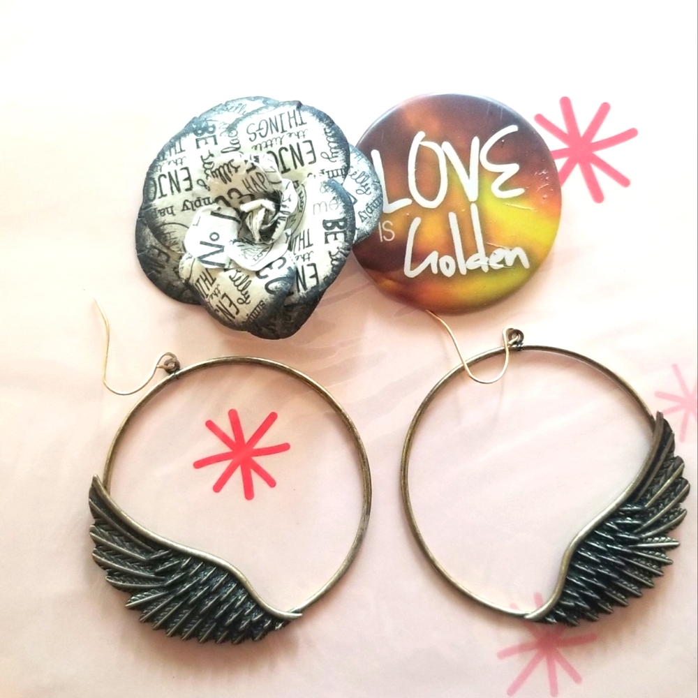 Wing hoop earrings